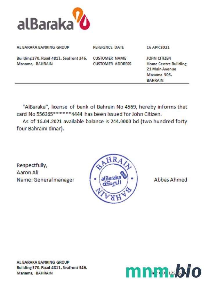 Przykład odniesienia Bahrain Al Baraka w formatach Word i PDF